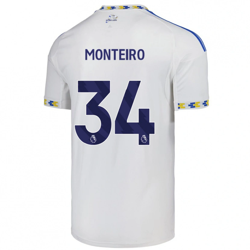 Danxen Enfant Maillot Diogo Monteiro #34 Blanc Bleu Tenues Domicile 2025/26 T-Shirt