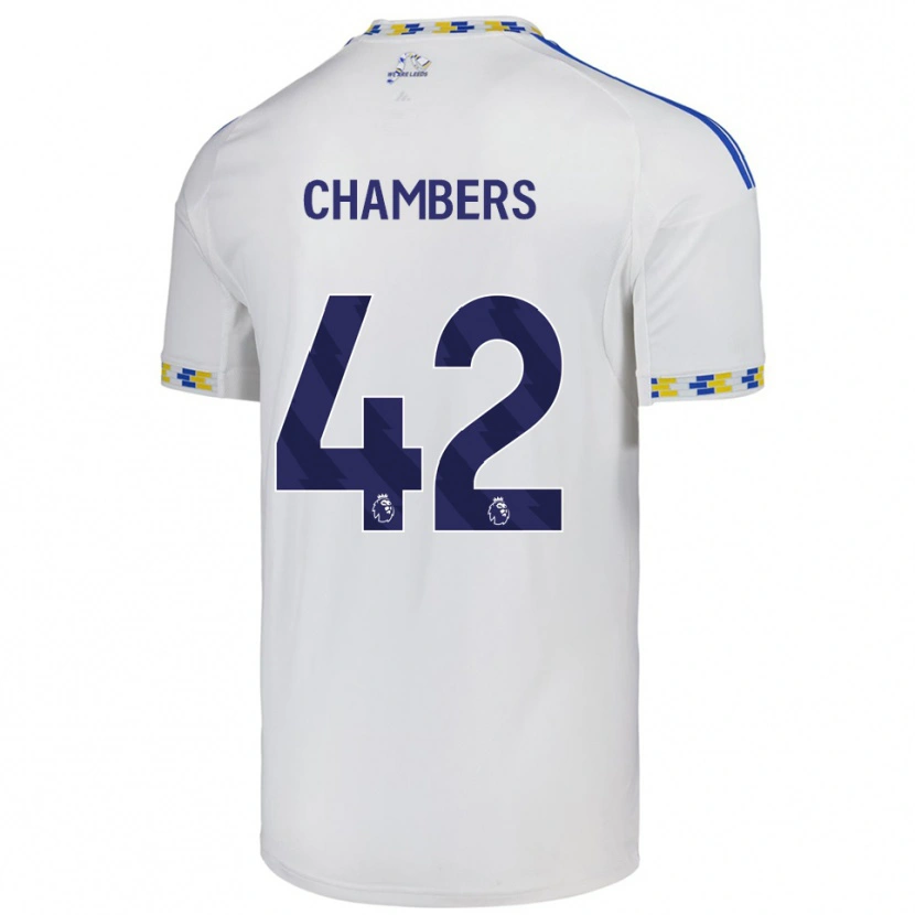 Danxen Enfant Maillot Sam Chambers #42 Blanc Bleu Tenues Domicile 2025/26 T-Shirt