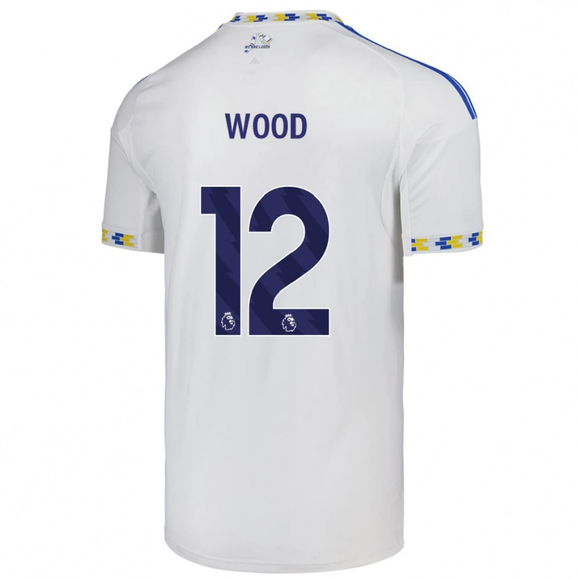Danxen Enfant Maillot Oliver Wood #12 Blanc Bleu Tenues Domicile 2025/26 T-Shirt