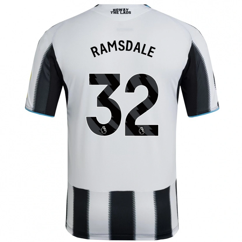 Danxen Enfant Maillot Aaron Ramsdale #32 Noir Blanc Tenues Domicile 2025/26 T-Shirt