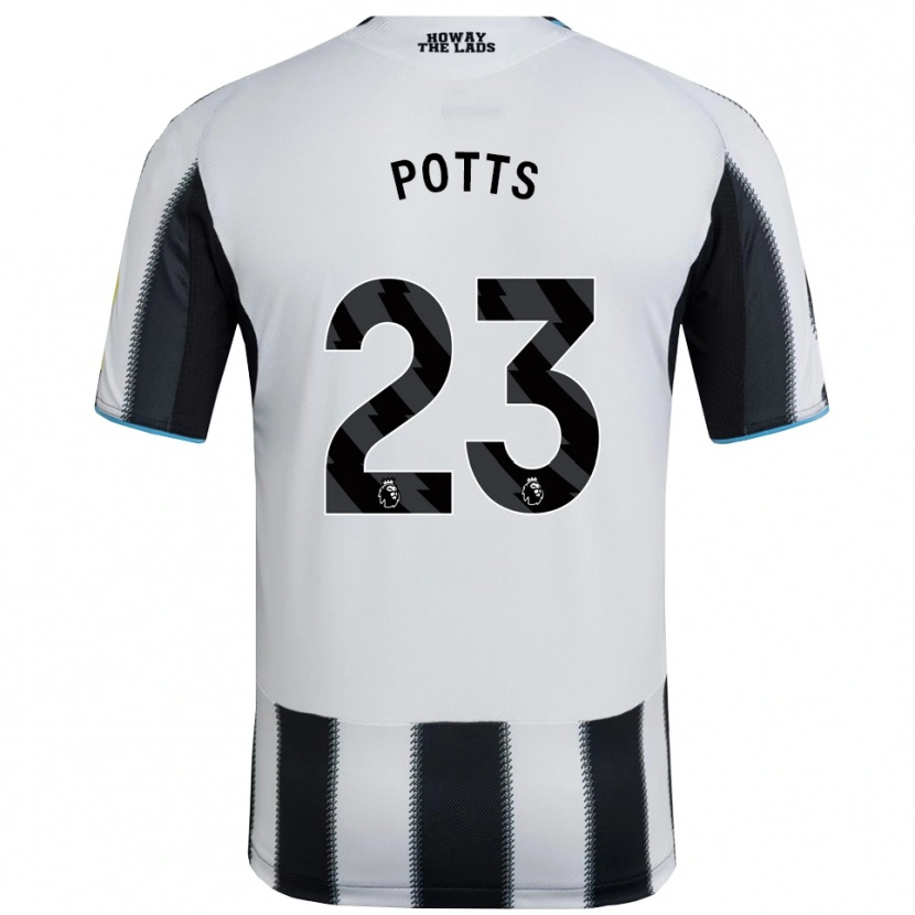 Danxen Enfant Maillot Charlotte Potts #23 Noir Blanc Tenues Domicile 2025/26 T-Shirt