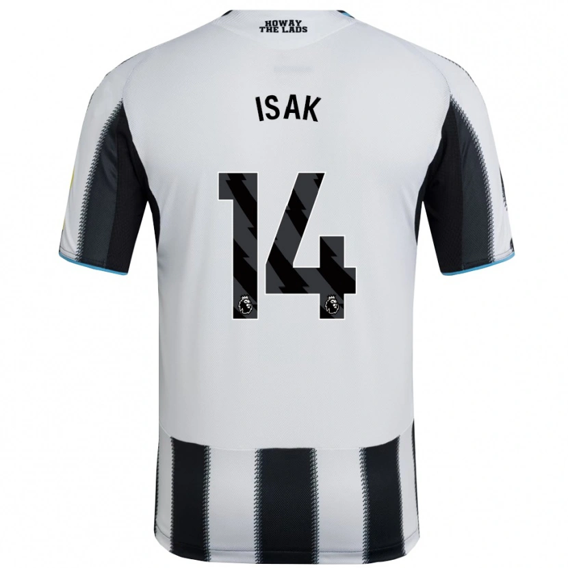 Danxen Enfant Maillot Alexander Isak #14 Noir Blanc Tenues Domicile 2025/26 T-Shirt