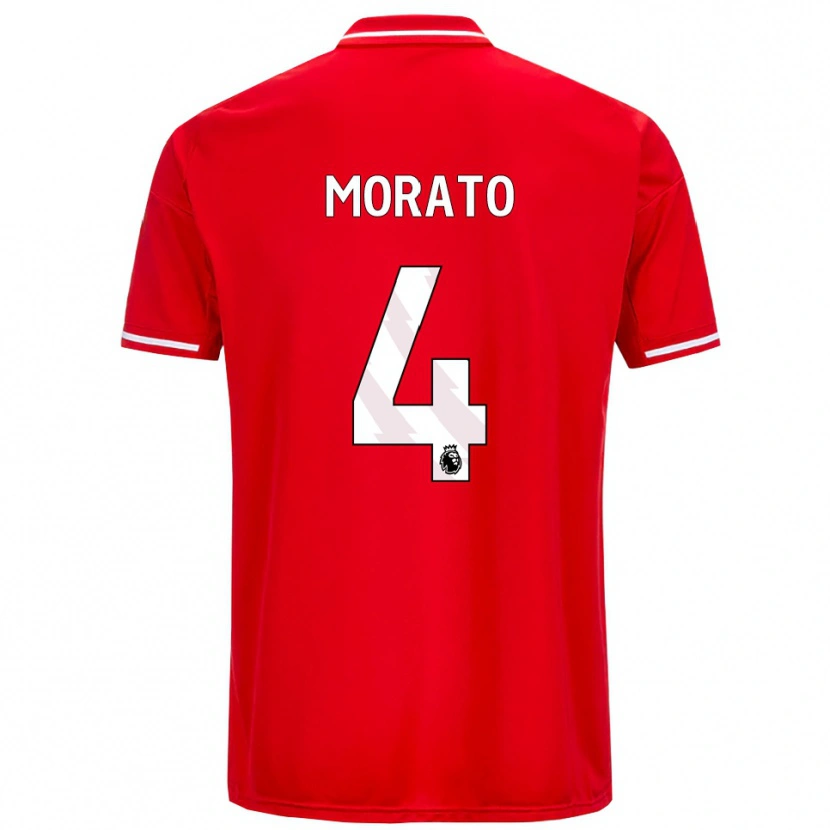 Danxen Enfant Maillot Morato #4 Rouge Blanc Tenues Domicile 2025/26 T-Shirt