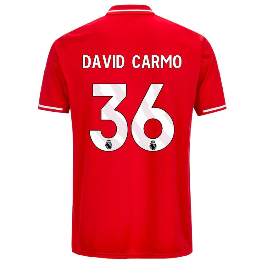 Danxen Enfant Maillot David Carmo #36 Rouge Blanc Tenues Domicile 2025/26 T-Shirt