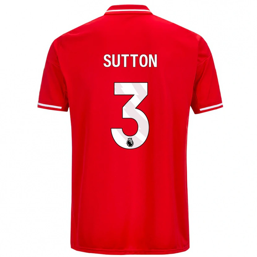 Danxen Enfant Maillot Spencer Sutton #3 Rouge Blanc Tenues Domicile 2025/26 T-Shirt