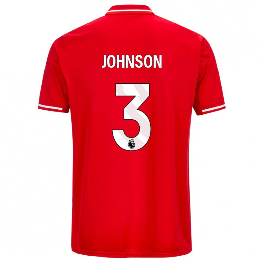 Danxen Enfant Maillot Nat Johnson #3 Rouge Blanc Tenues Domicile 2025/26 T-Shirt