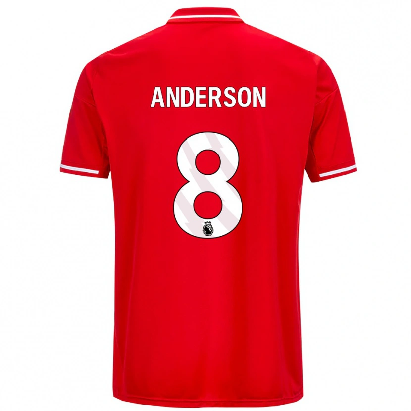 Danxen Enfant Maillot Elliot Anderson #8 Rouge Blanc Tenues Domicile 2025/26 T-Shirt