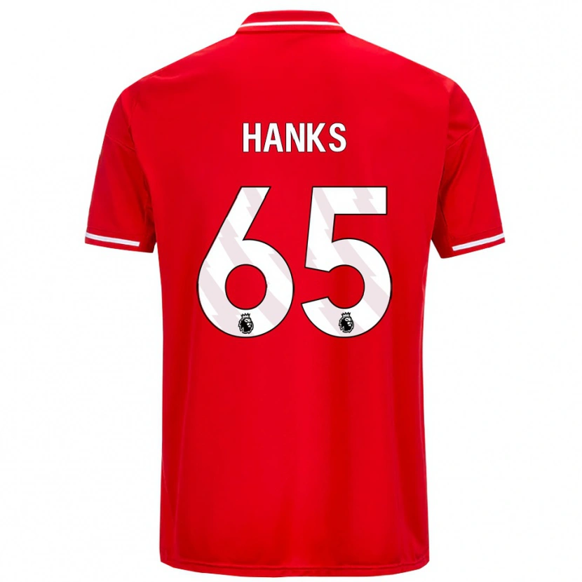 Danxen Enfant Maillot Justin Hanks #65 Rouge Blanc Tenues Domicile 2025/26 T-Shirt