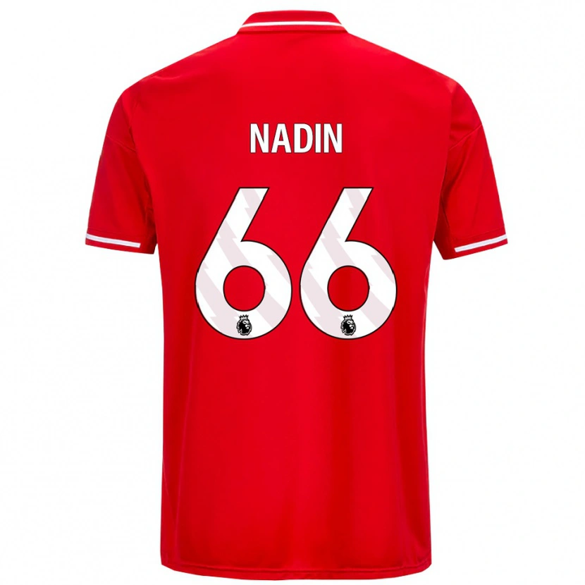 Danxen Enfant Maillot Jack Nadin #66 Rouge Blanc Tenues Domicile 2025/26 T-Shirt