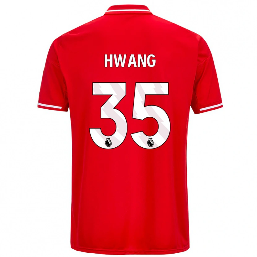 Danxen Enfant Maillot Ui-Jo Hwang #35 Rouge Blanc Tenues Domicile 2025/26 T-Shirt