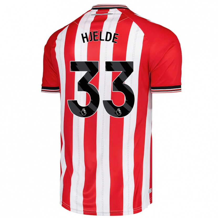 Danxen Enfant Maillot Leo Fuhr Hjelde #33 Rouge Blanc Tenues Domicile 2025/26 T-Shirt