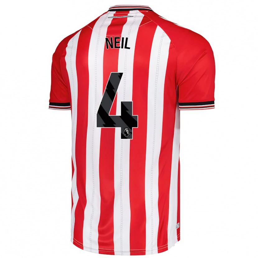 Danxen Enfant Maillot Dan Neil #4 Rouge Blanc Tenues Domicile 2025/26 T-Shirt