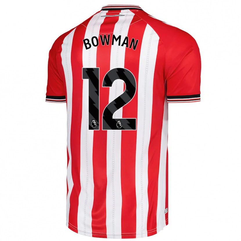 Danxen Enfant Maillot Arron Bowman #12 Rouge Blanc Tenues Domicile 2025/26 T-Shirt