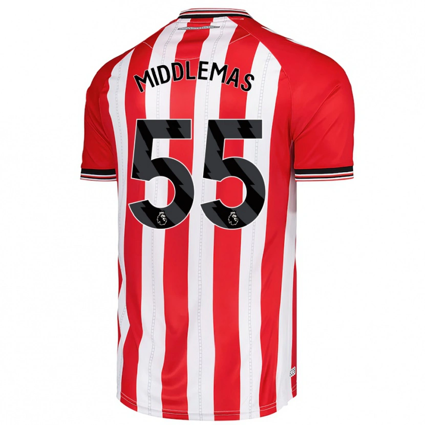 Danxen Enfant Maillot Ben Middlemas #55 Rouge Blanc Tenues Domicile 2025/26 T-Shirt