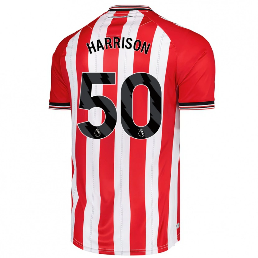 Danxen Enfant Maillot Harrison Jones #50 Rouge Blanc Tenues Domicile 2025/26 T-Shirt