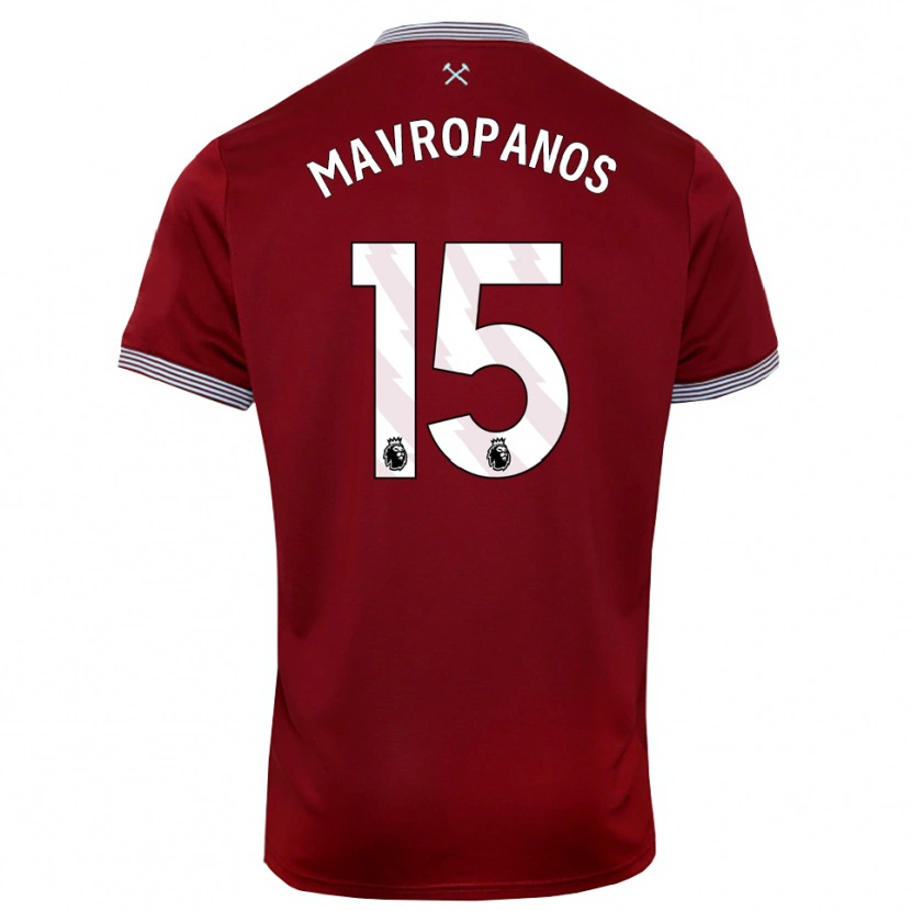 Danxen Enfant Maillot Konstantinos Mavropanos #15 Bourgogne Blanc Tenues Domicile 2025/26 T-Shirt