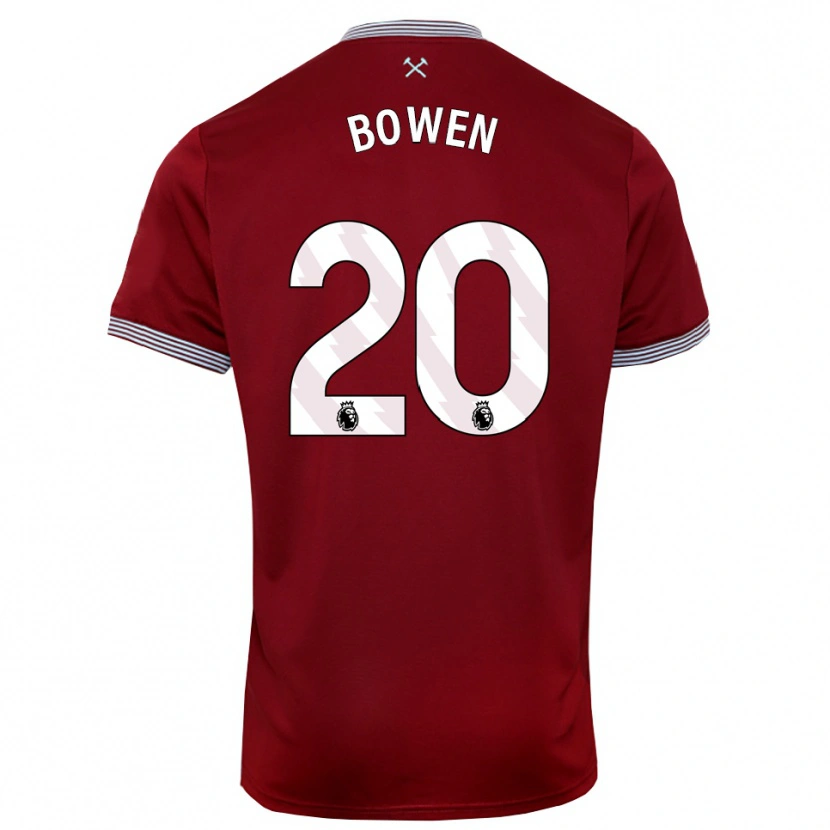 Danxen Enfant Maillot Jarrod Bowen #20 Bourgogne Blanc Tenues Domicile 2025/26 T-Shirt