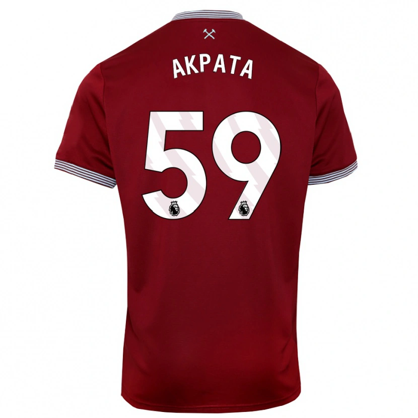 Danxen Enfant Maillot Tyron Akpata #59 Bourgogne Blanc Tenues Domicile 2025/26 T-Shirt