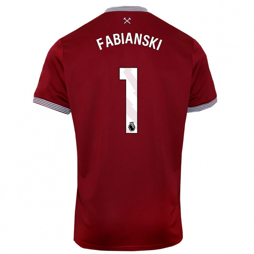 Danxen Enfant Maillot Lukasz Fabianski #1 Bourgogne Blanc Tenues Domicile 2025/26 T-Shirt