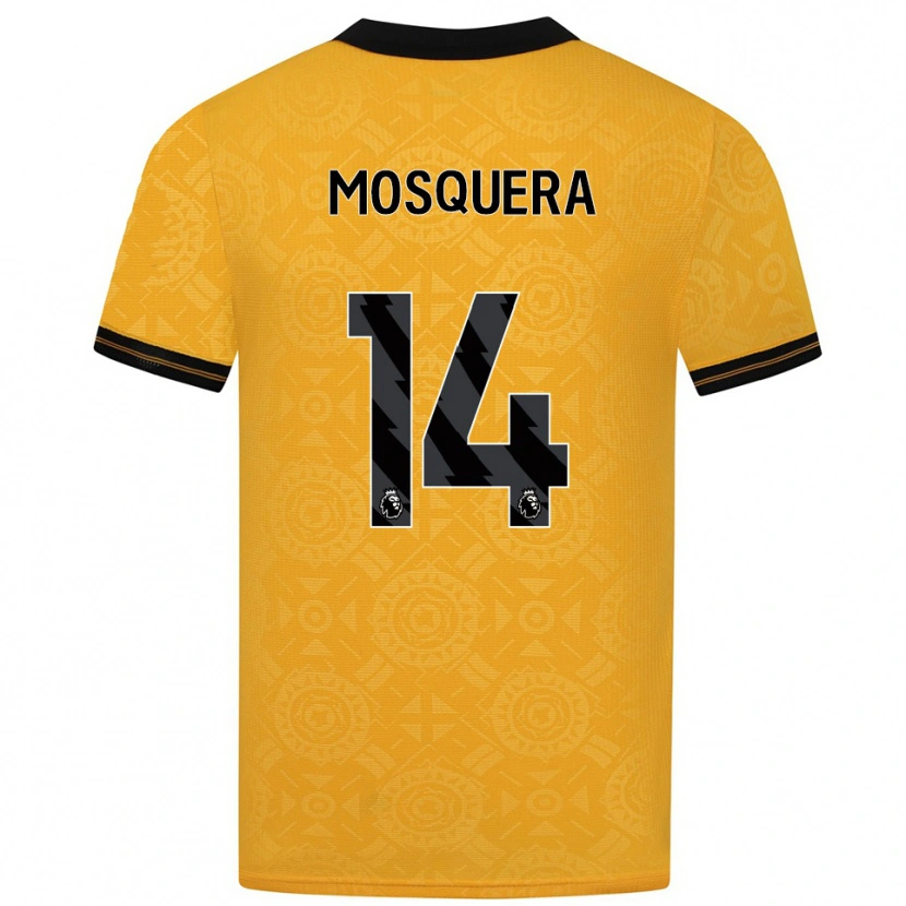 Danxen Enfant Maillot Yerson Mosquera #14 Jaune Noir Tenues Domicile 2025/26 T-Shirt