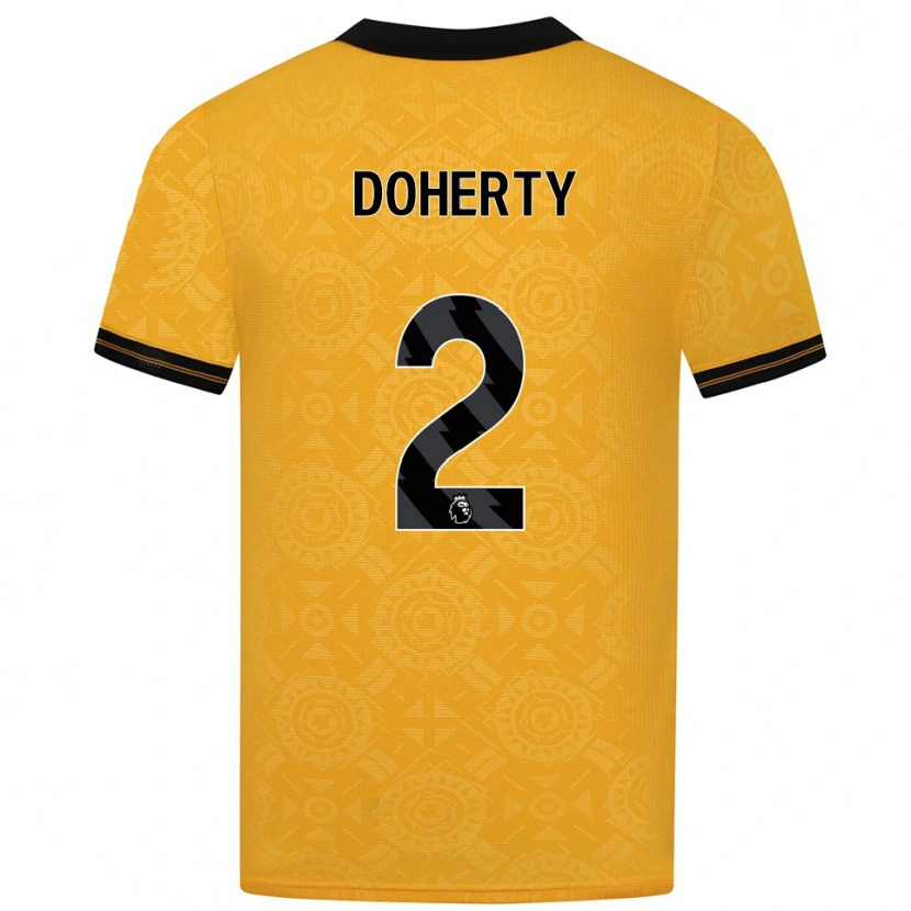 Danxen Enfant Maillot Matt Doherty #2 Jaune Noir Tenues Domicile 2025/26 T-Shirt
