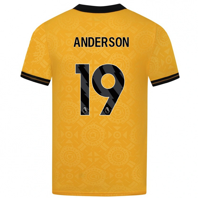 Danxen Enfant Maillot Becky Anderson #19 Jaune Noir Tenues Domicile 2025/26 T-Shirt