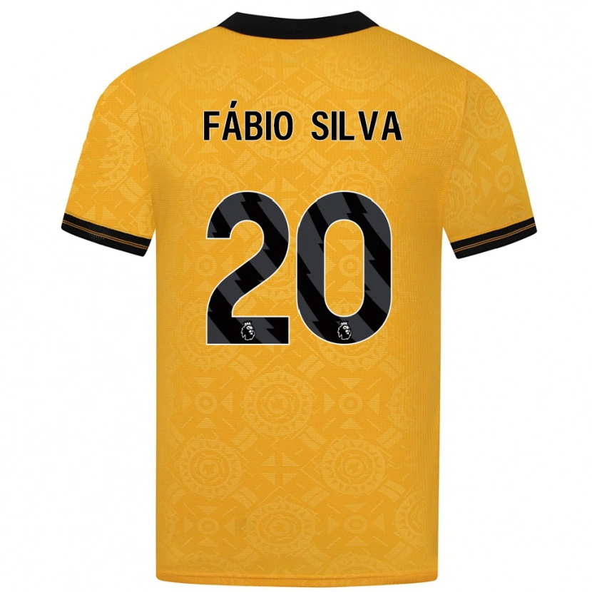 Danxen Enfant Maillot Fábio Silva #20 Jaune Noir Tenues Domicile 2025/26 T-Shirt