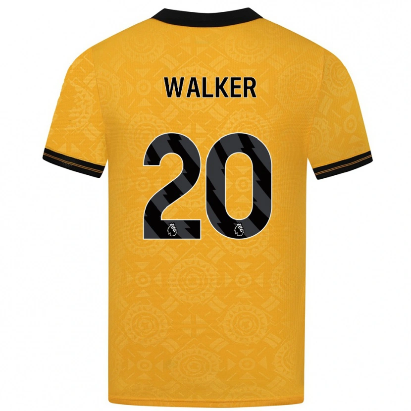 Danxen Enfant Maillot Lowri Walker #20 Jaune Noir Tenues Domicile 2025/26 T-Shirt