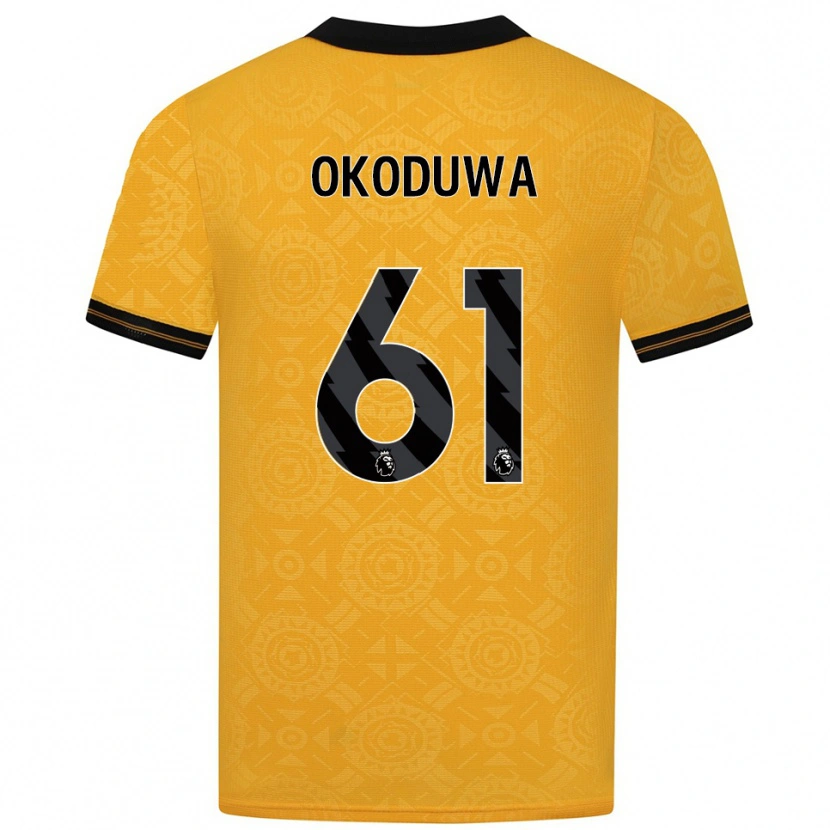 Danxen Enfant Maillot Wesley Okoduwa #61 Jaune Noir Tenues Domicile 2025/26 T-Shirt