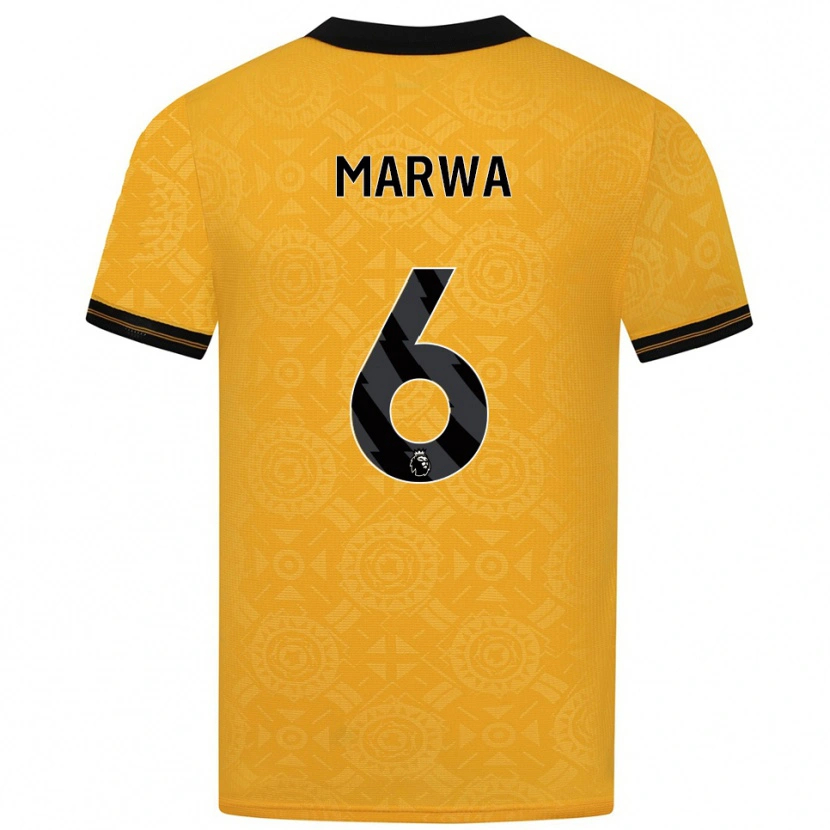 Danxen Enfant Maillot Bjørn Marwa #6 Jaune Noir Tenues Domicile 2025/26 T-Shirt