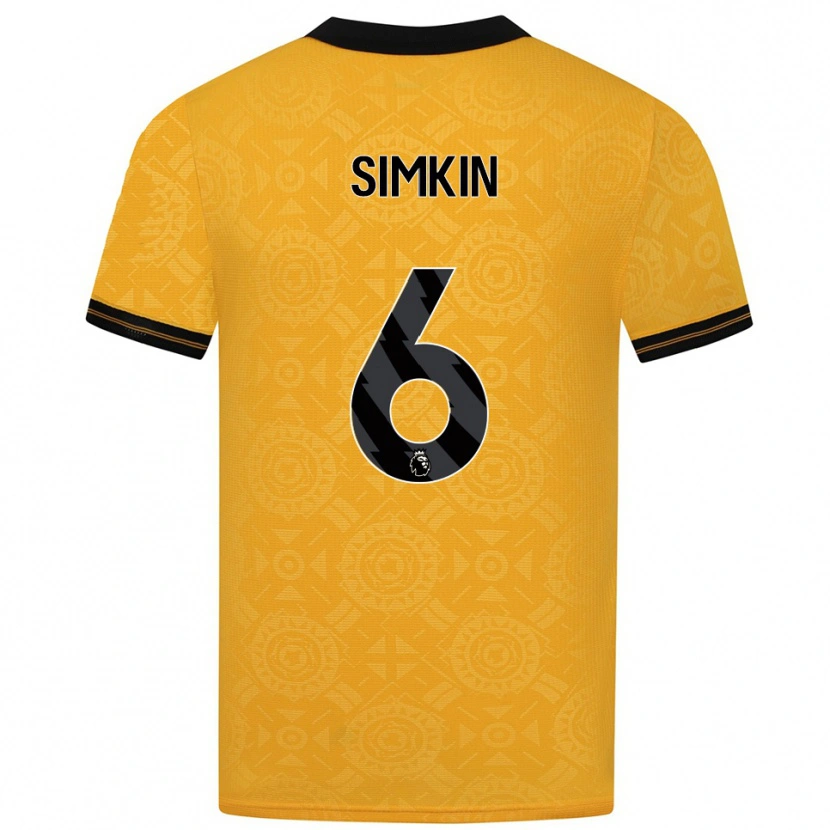 Danxen Enfant Maillot Lily Simkin #6 Jaune Noir Tenues Domicile 2025/26 T-Shirt