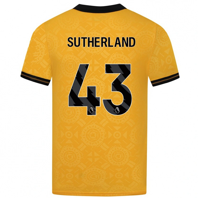Danxen Enfant Maillot Ethan Sutherland #43 Jaune Noir Tenues Domicile 2025/26 T-Shirt
