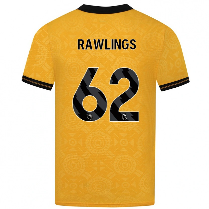 Danxen Enfant Maillot Luke Rawlings #62 Jaune Noir Tenues Domicile 2025/26 T-Shirt