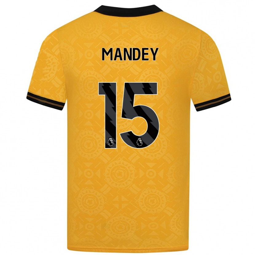 Danxen Enfant Maillot Ziyad Mandey #15 Jaune Noir Tenues Domicile 2025/26 T-Shirt