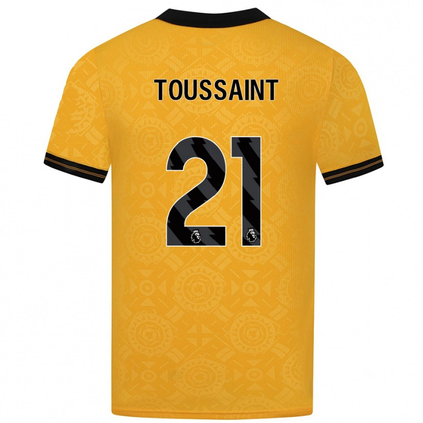 Danxen Enfant Maillot Destiney Toussaint #21 Jaune Noir Tenues Domicile 2025/26 T-Shirt