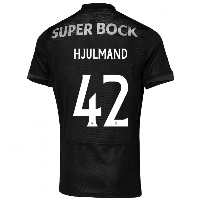 Danxen Enfant Maillot Morten Hjulmand #42 Noir Blanc Tenues Extérieur 2025/26 T-Shirt