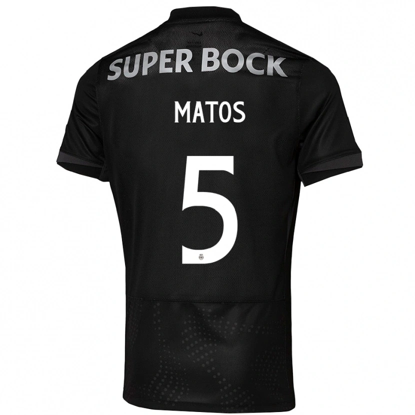 Danxen Enfant Maillot Sérgio Matos #5 Noir Blanc Tenues Extérieur 2025/26 T-Shirt