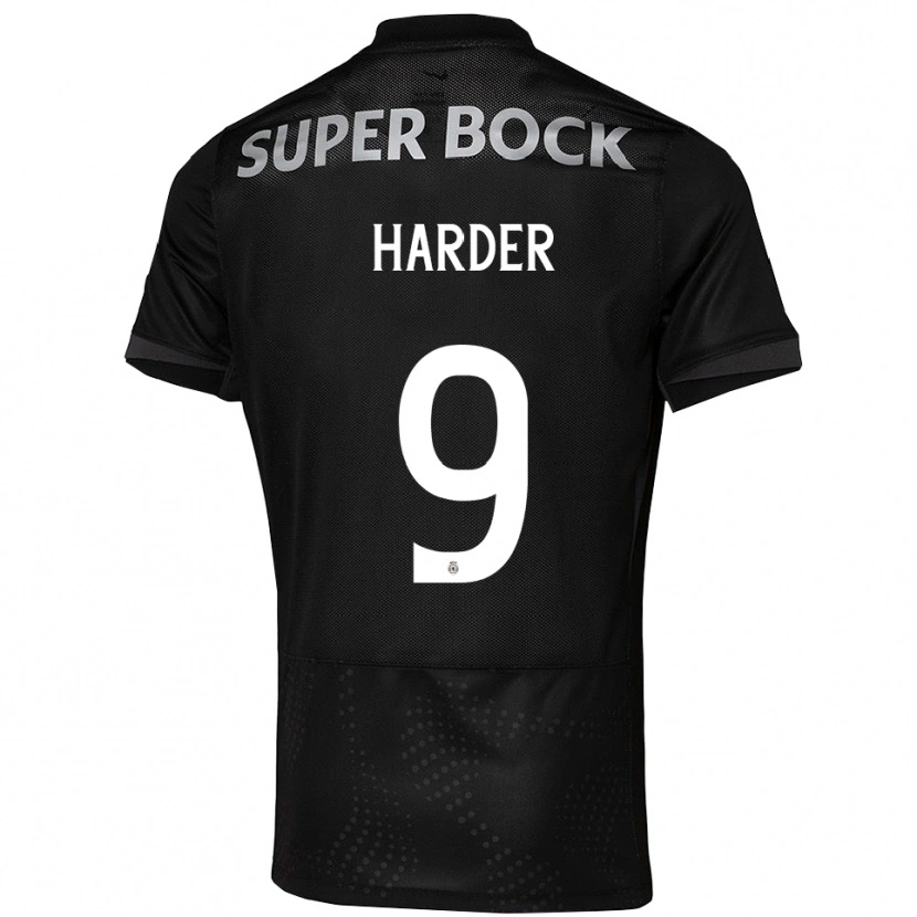 Danxen Enfant Maillot Conrad Harder #9 Noir Blanc Tenues Extérieur 2025/26 T-Shirt