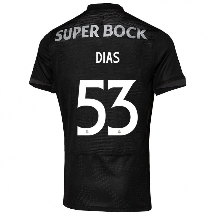 Danxen Enfant Maillot Rodrigo Dias #53 Noir Blanc Tenues Extérieur 2025/26 T-Shirt