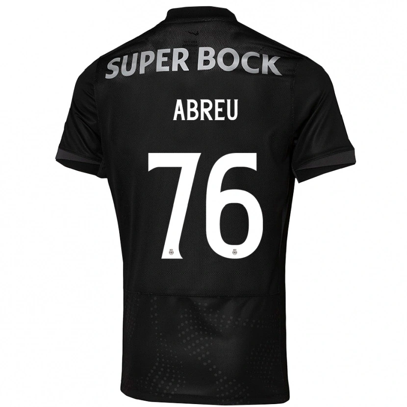 Danxen Enfant Maillot Diogo Abreu #76 Noir Blanc Tenues Extérieur 2025/26 T-Shirt