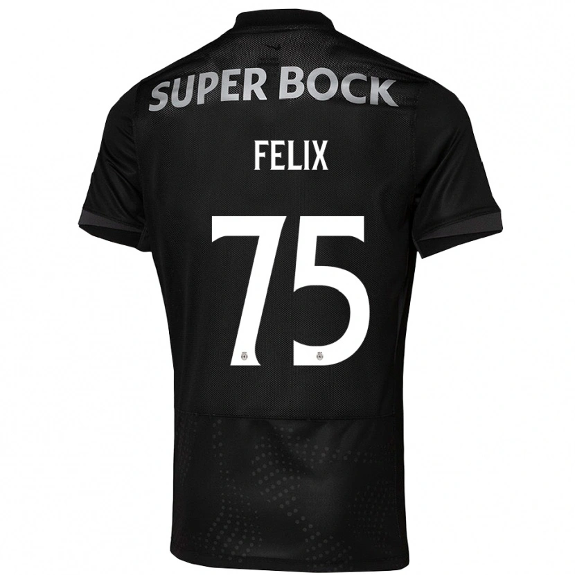 Danxen Enfant Maillot Vando Félix #75 Noir Blanc Tenues Extérieur 2025/26 T-Shirt