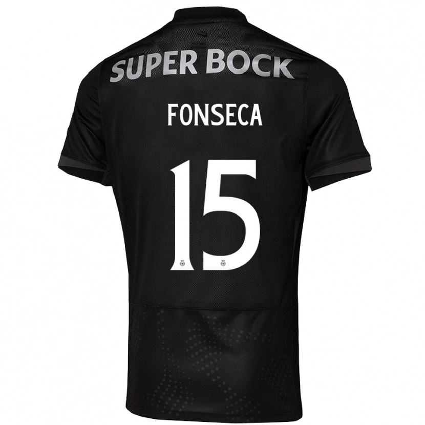 Danxen Enfant Maillot Beatriz Fonseca #15 Noir Blanc Tenues Extérieur 2025/26 T-Shirt
