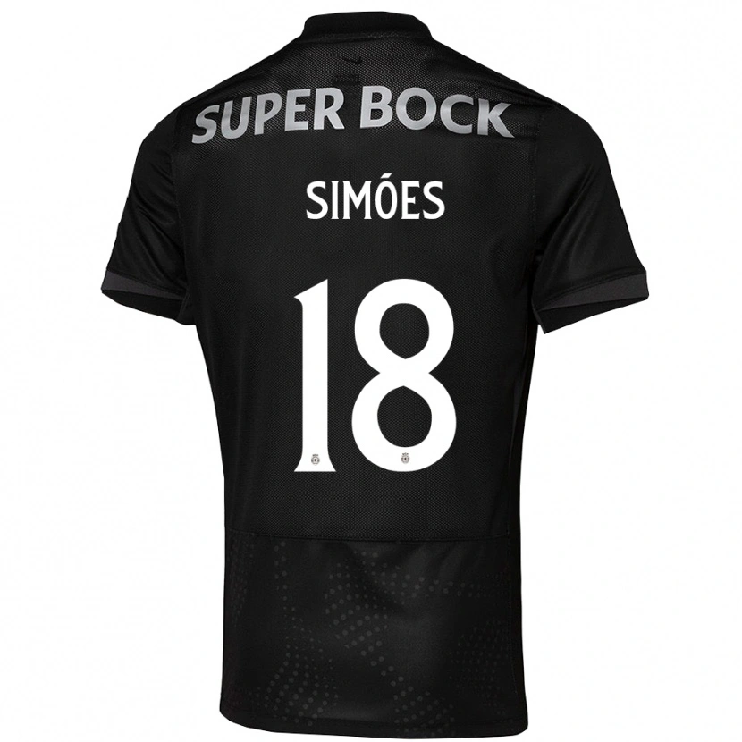 Danxen Enfant Maillot Francisco Simões #18 Noir Blanc Tenues Extérieur 2025/26 T-Shirt