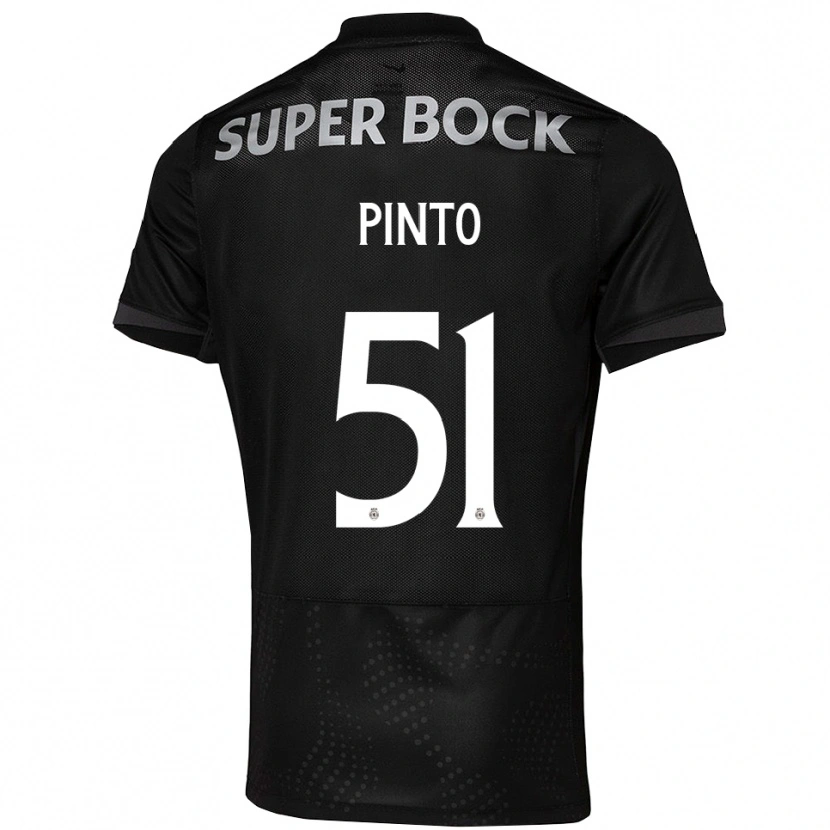 Danxen Enfant Maillot Diogo Pinto #51 Noir Blanc Tenues Extérieur 2025/26 T-Shirt