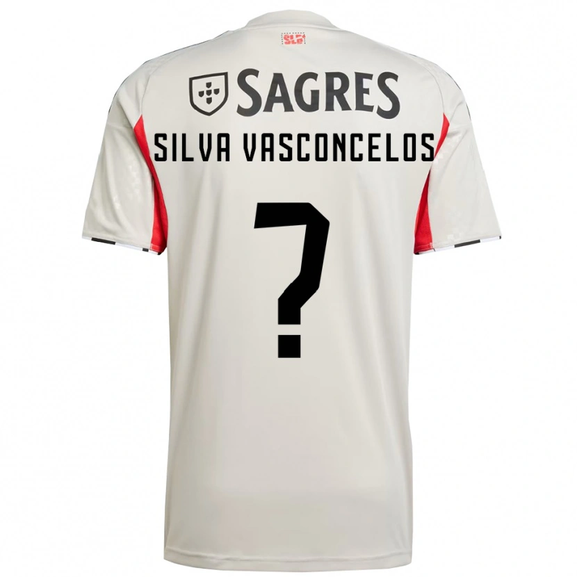 Danxen Enfant Maillot Martim Silva Vasconcelos #0 Blanc Cassé Rouge Tenues Extérieur 2025/26 T-Shirt