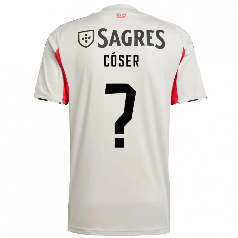 Danxen Enfant Maillot Tiago Cóser #0 Blanc Cassé Rouge Tenues Extérieur 2025/26 T-Shirt
