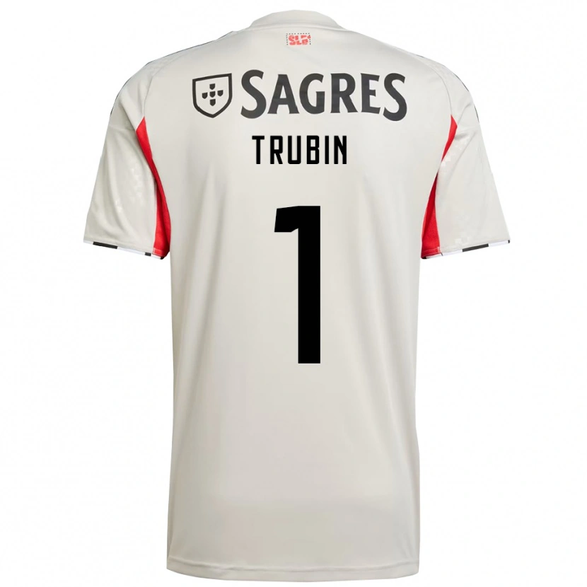 Danxen Enfant Maillot Anatoliy Trubin #1 Blanc Cassé Rouge Tenues Extérieur 2025/26 T-Shirt