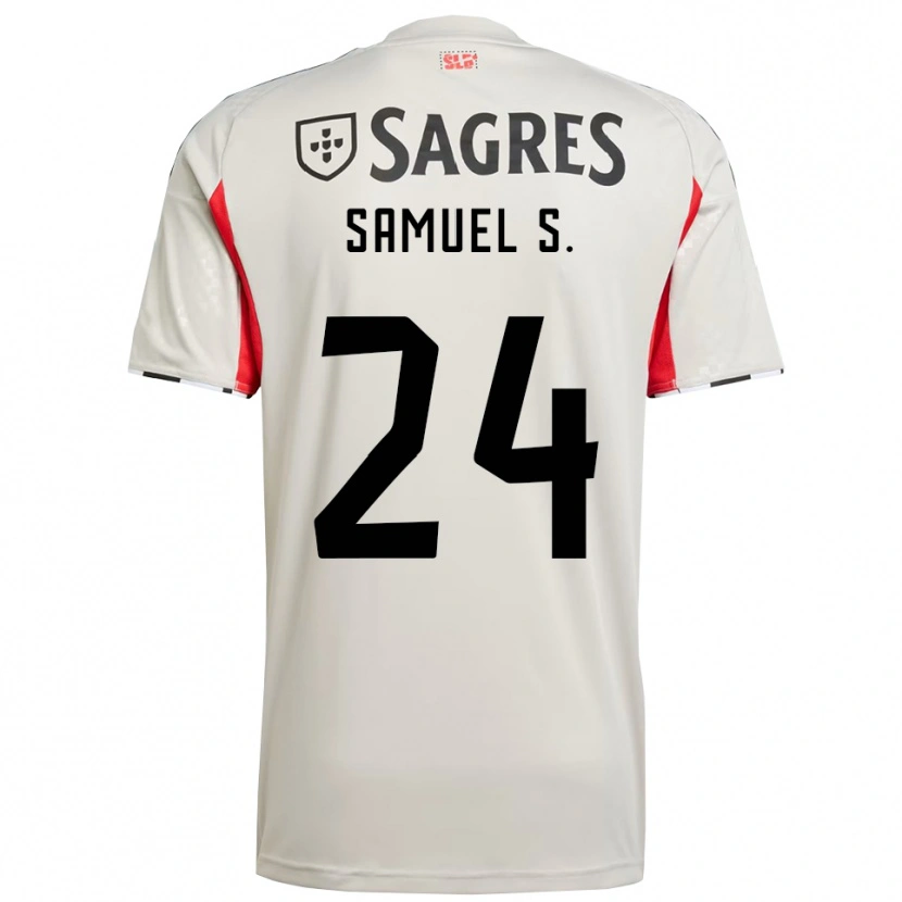 Danxen Enfant Maillot Samuel Soares #24 Blanc Cassé Rouge Tenues Extérieur 2025/26 T-Shirt