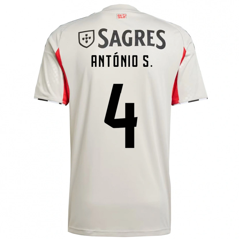 Danxen Enfant Maillot António Silva #4 Blanc Cassé Rouge Tenues Extérieur 2025/26 T-Shirt