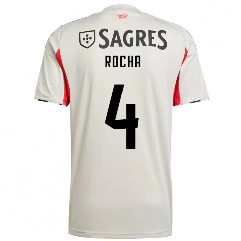 Danxen Enfant Maillot Diogo Rocha #4 Blanc Cassé Rouge Tenues Extérieur 2025/26 T-Shirt
